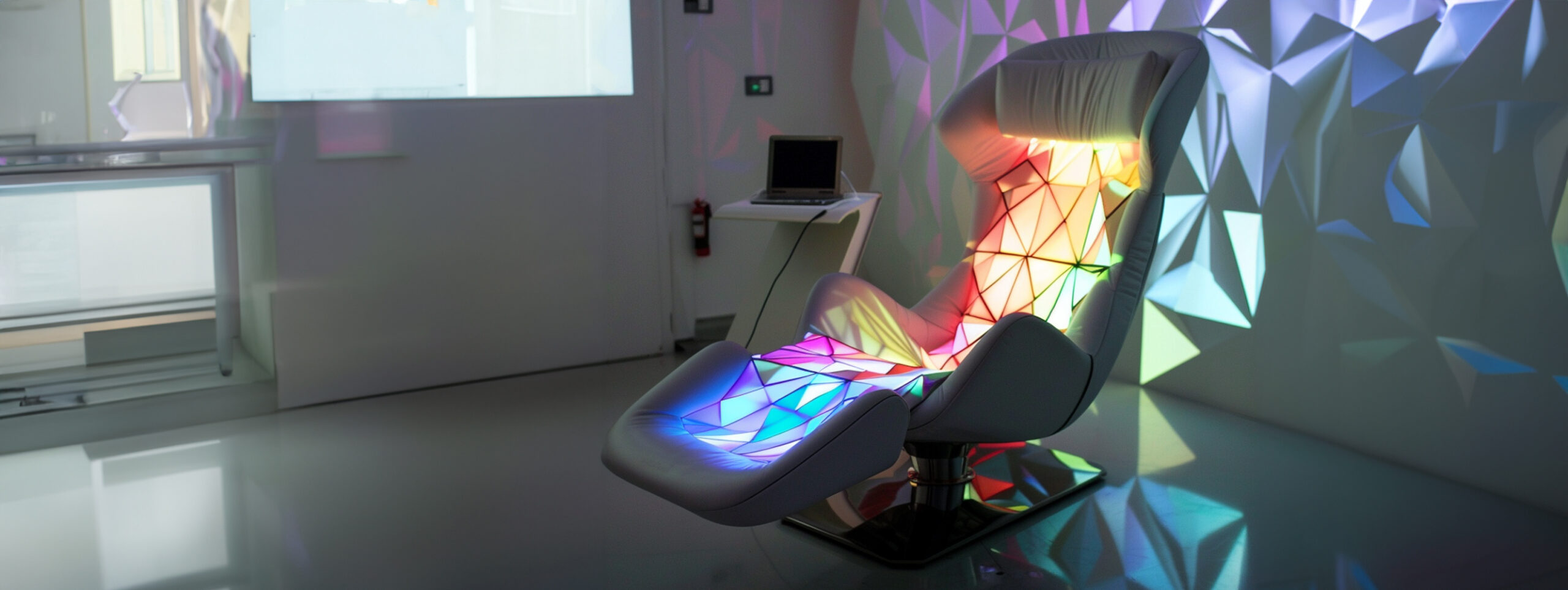 An old recliner being removed from a living room.