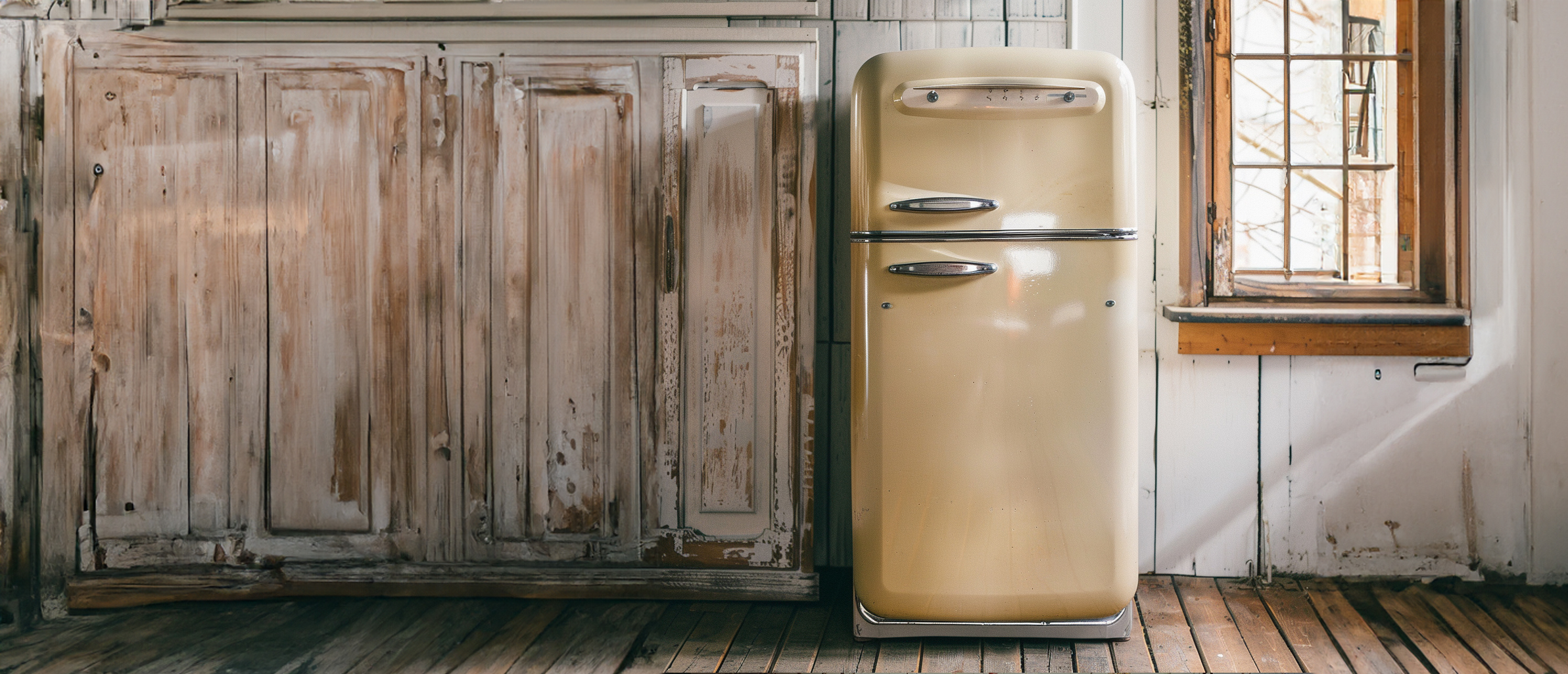 An old refrigerator awaiting removal.