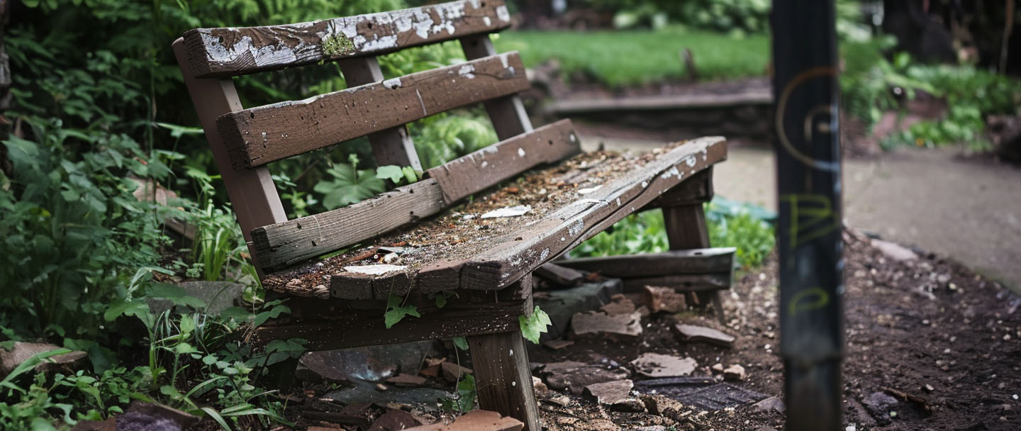 Empty bench being removed from a park