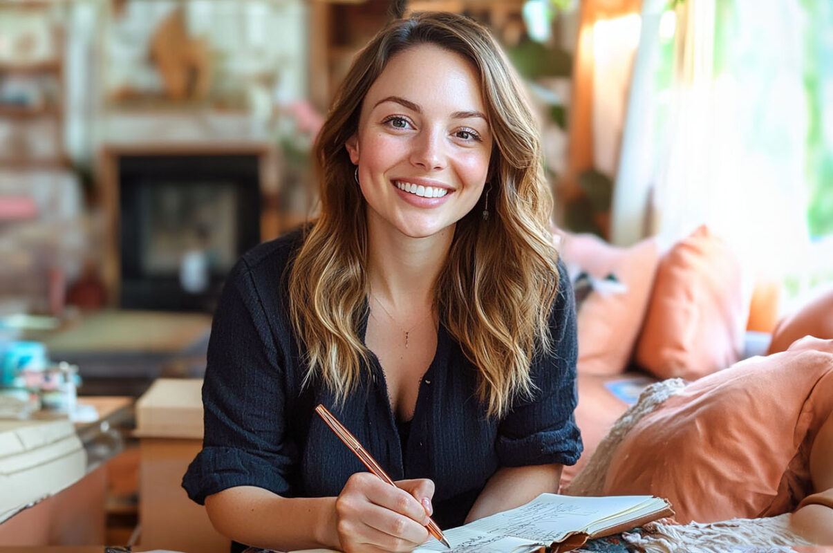 A clean, organized workspace with a neatly written moving plan on a clipboard. The room is bright, with packing boxes, labels, and markers neatly arranged on a desk. A calendar on the wall with a clear schedule of tasks for decluttering. The atmosphere is organized and calm, emphasizing preparation and planning.