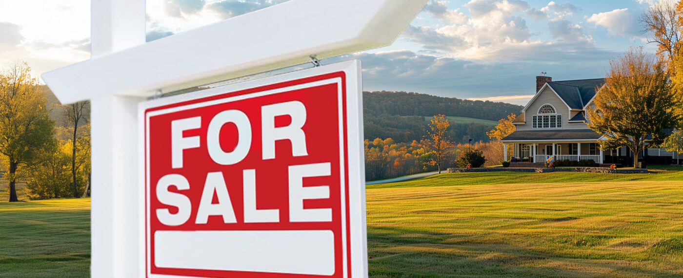 Northeastern Pennsylvania home with a real estate for sale sign in the front yard